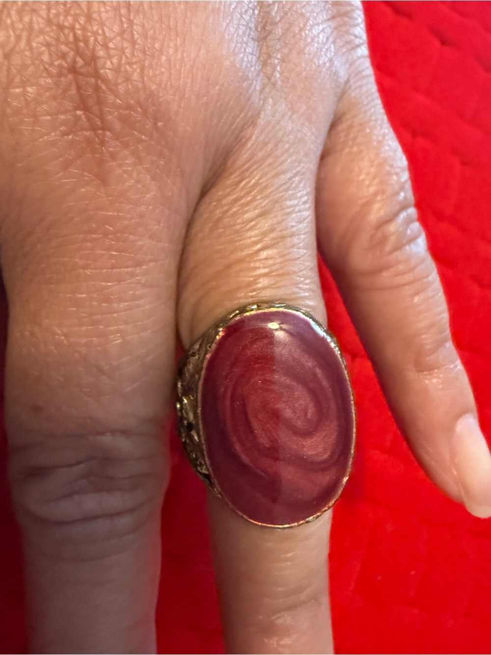 Vintage Swirl Filigreed Stone Statement Ring in Deep Purple - Women Jewelry